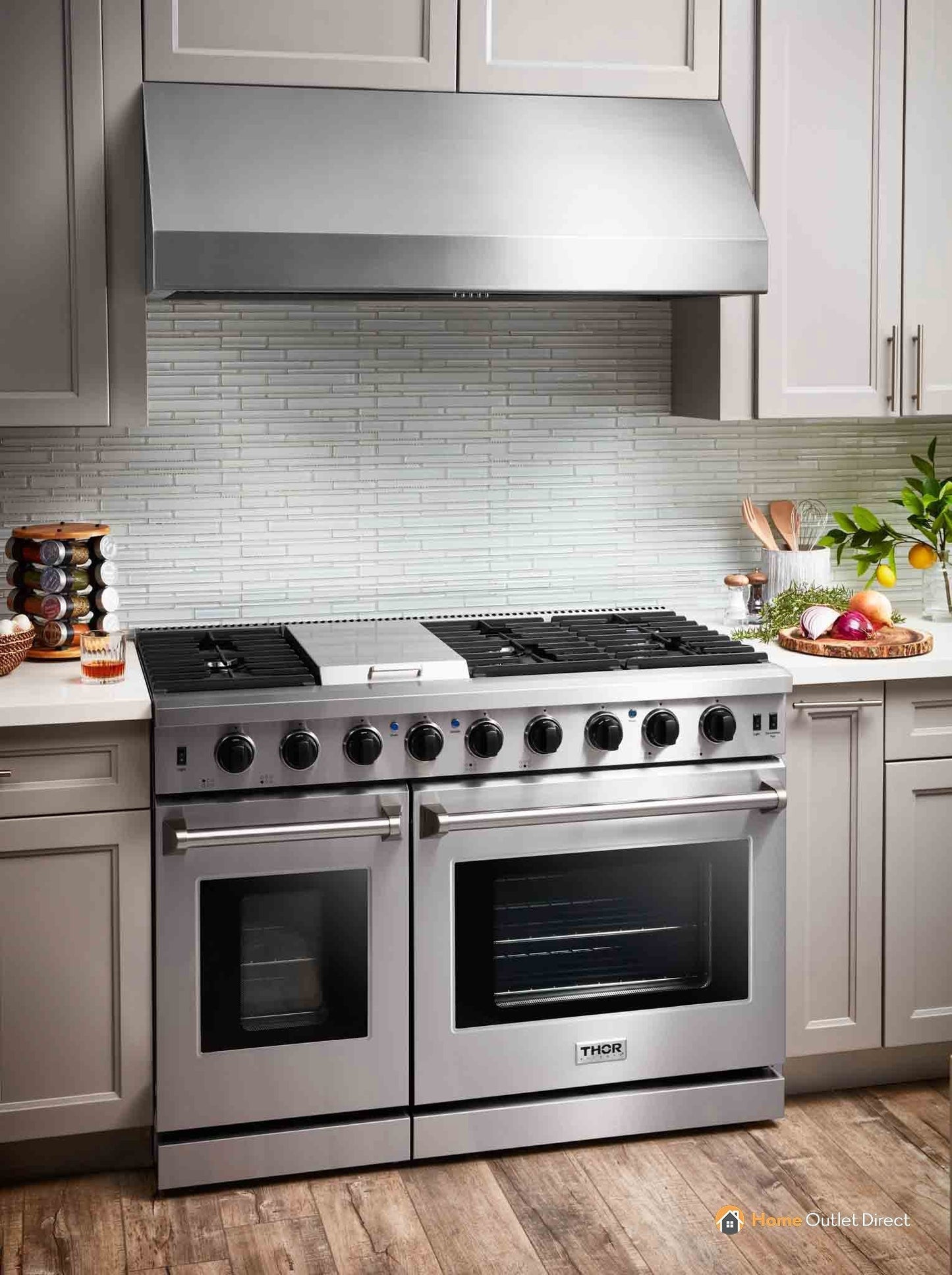 Thor Kitchen 48-Inch 6.8 Cu. Ft. Double Oven Propane Gas Range with in Stainless Steel - LRG4807ULP