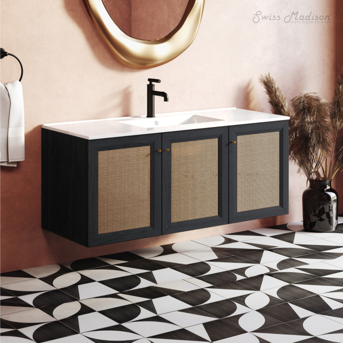 Swiss Madison Classe 48" Wall-Mounted Bathroom Vanity in Black Oak - SM-BV2807AO