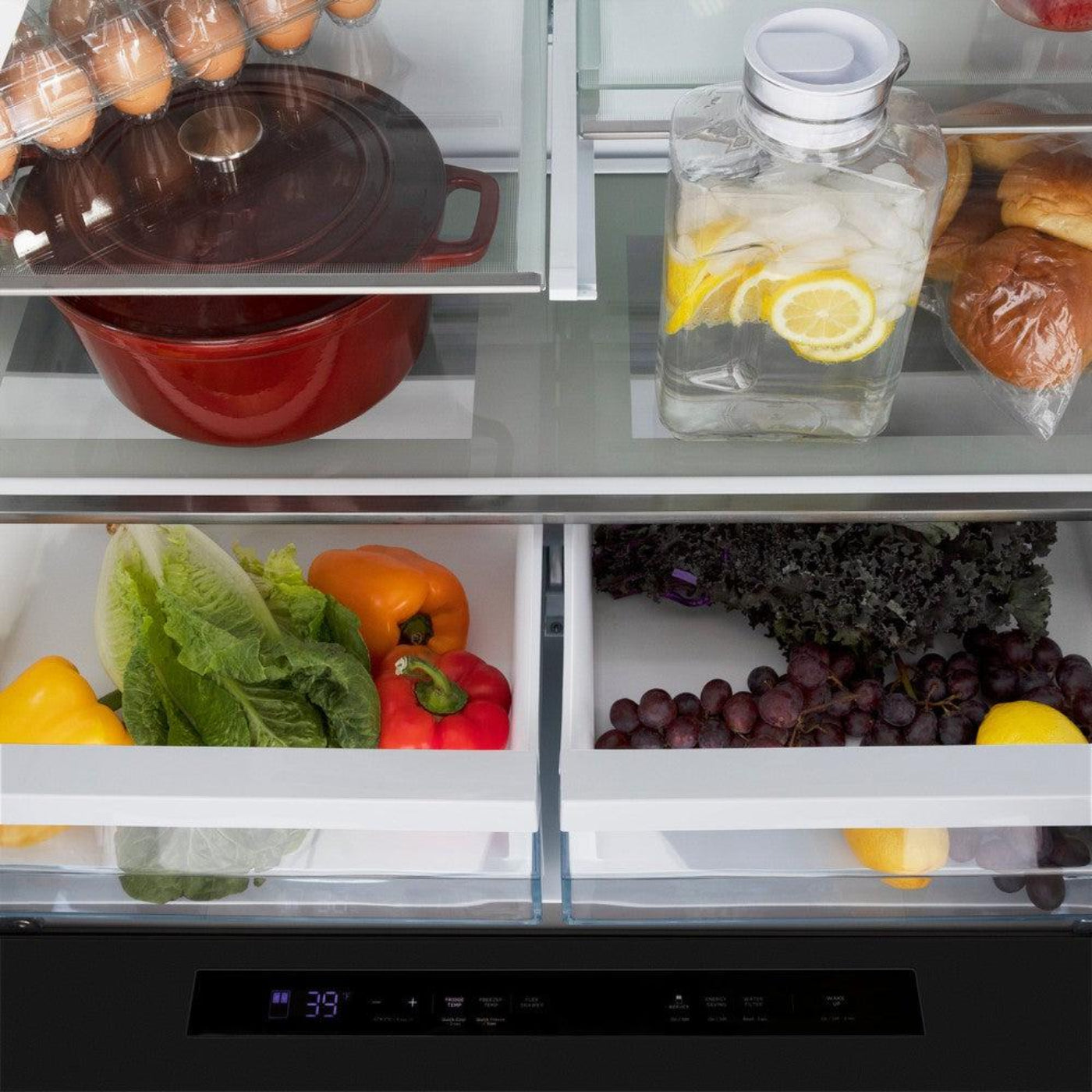 ZLINE 36 inch French Door Refrigerator with Water Dispenser, Ice Maker in Fingerprint Resistant Black Stainless Steel, - RFM-W-36-BS