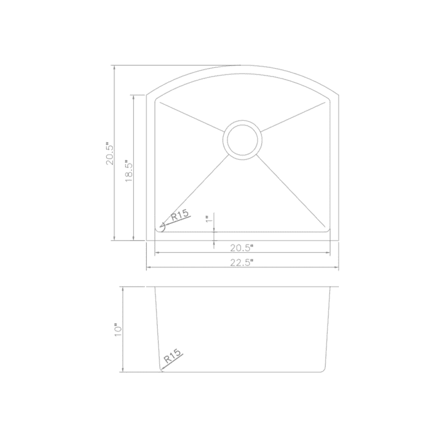 ZLINE 22-Inch Telluride Undermount Single Bowl Stainless Steel Kitchen Sink with Bottom Grid (SCS-22)