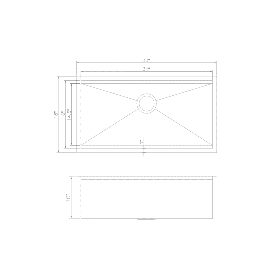 ZLINE 33-Inch Garmisch Undermount Single Bowl Stainless Steel Kitchen Sink with Bottom Grid and Accessories (SLS-33)