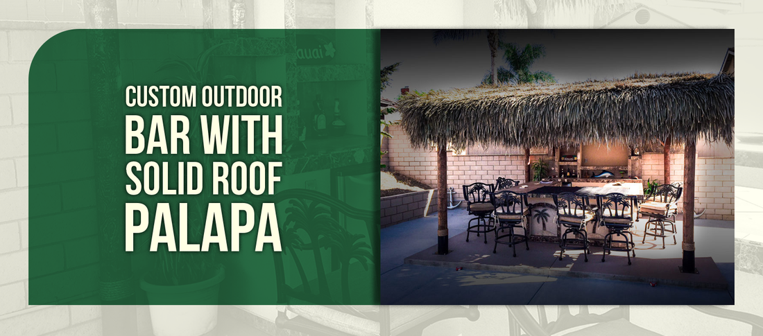 Custom Outdoor Bar with Solid Roof Palapa