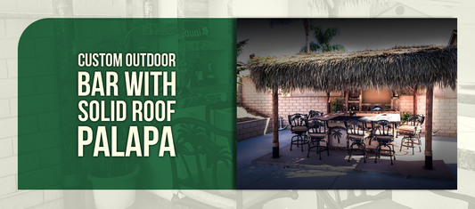 Custom Outdoor Bar with Solid Roof Palapa