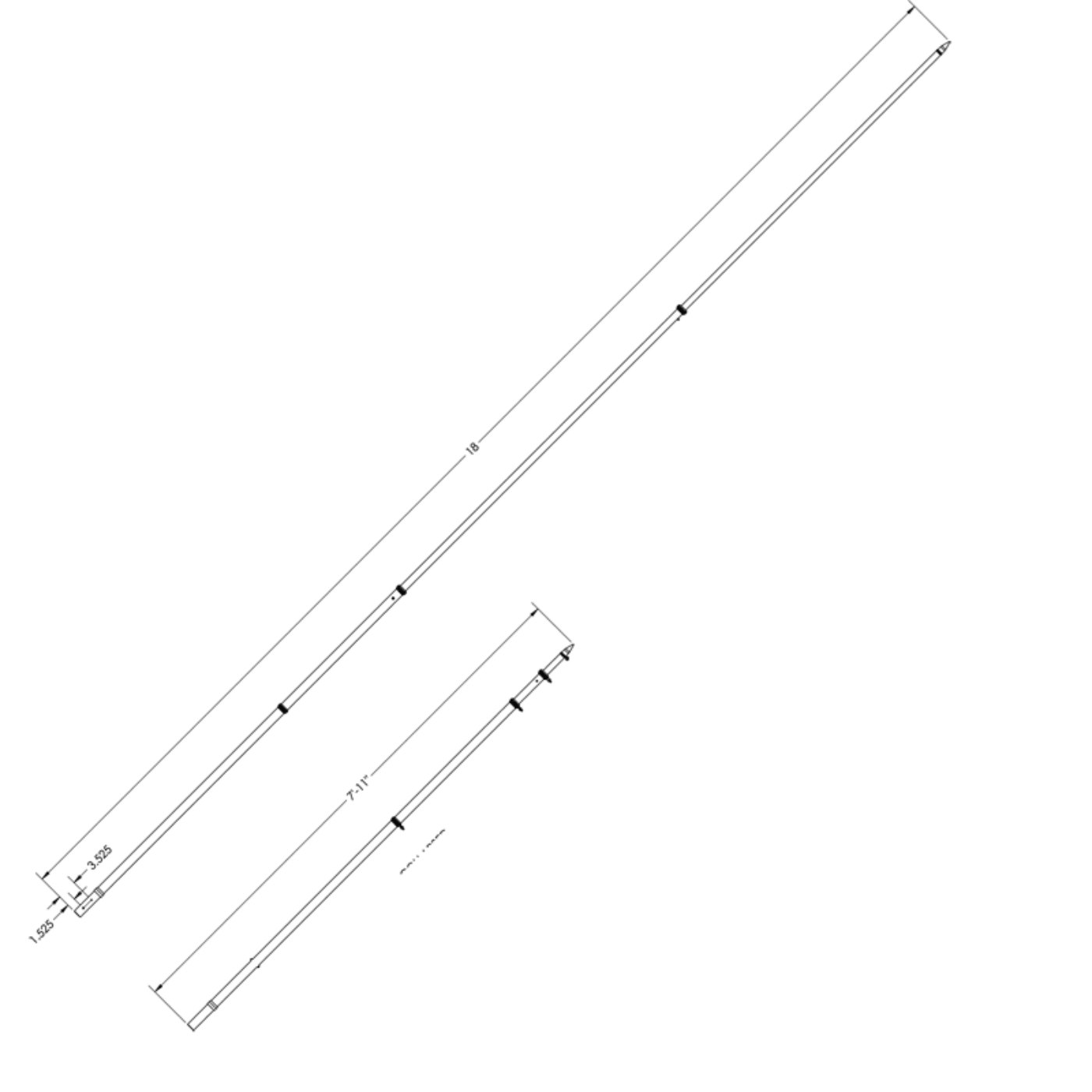 TACO Marine 18' Deluxe Aluminum Outrigger Poles - OT-0318HD