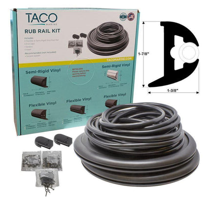 TACO Flex Vinyl Rub Rail Kit Black/Black Insert 1-7/8" x 1-3/8" - V11-3426BBK50-2