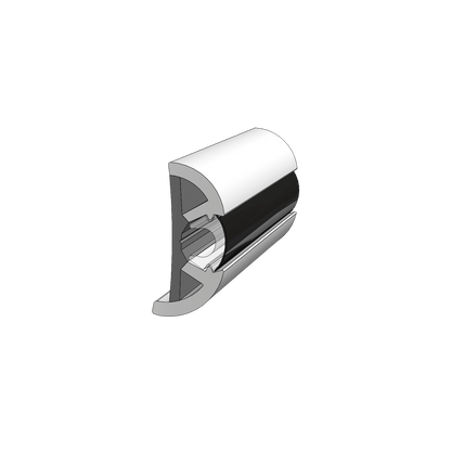 TACO SuproFlex Rub Rail Kit White w/ Flex Chrome Insert, 2" X 1.2" X 60' | V11-9990WCM60-2