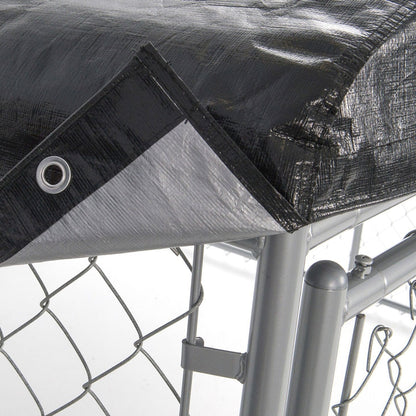 Lucky Dog 10' x 10' Chain Link Dog Kennel (2 Pack) & Waterproof Roof (2 Pack) - 174385