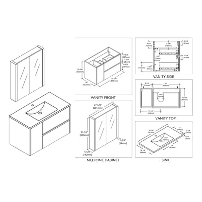 Blossom Valencia 36 Inch Bathroom Vanity - V8016 36 01