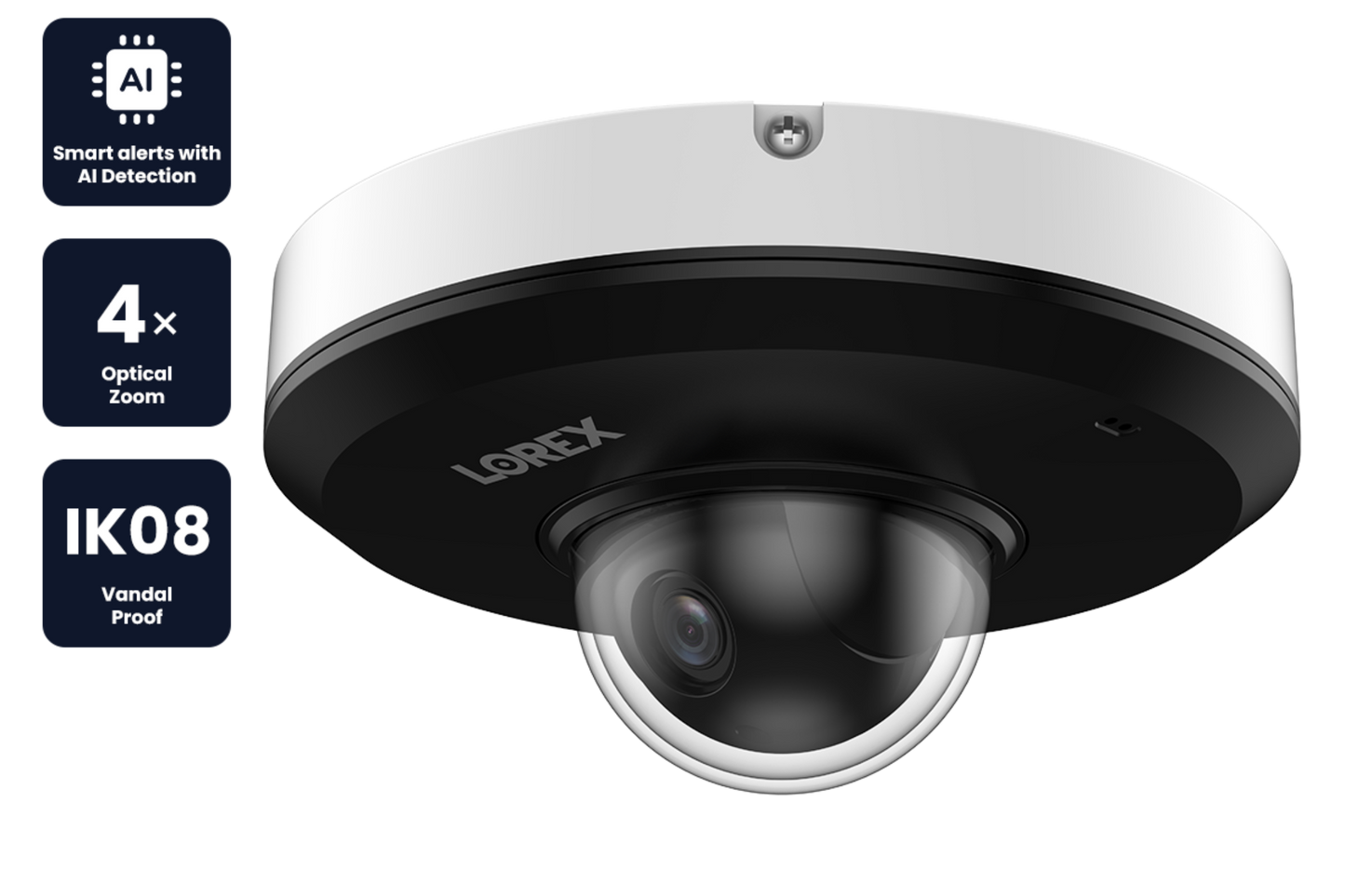 Lorex 2K (4MP) IP Wired PTZ Security Camera with AI Detection and 4x Optical Zoom - LNZ43P4A