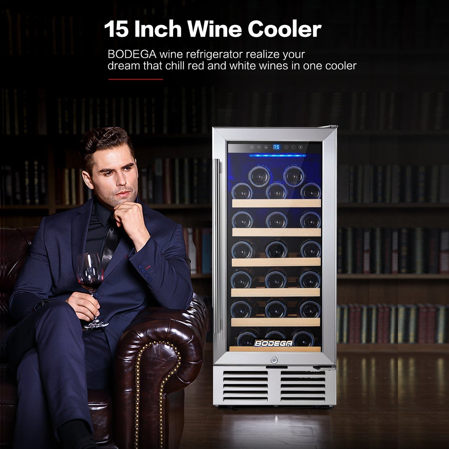 Blemished BODEGAcooler 15" Built-in 31 Bottles Wine Refridgerator - JC-85A