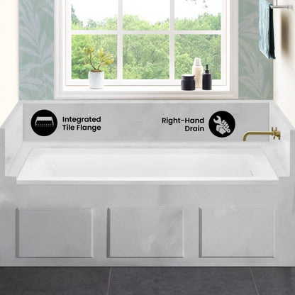 Swiss Madison Voltaire 60 x 32 Right Drain Soaking Alcove Bathtub in Glossy White with Integrated Overflow, Drain Included - SM-AB0522GW