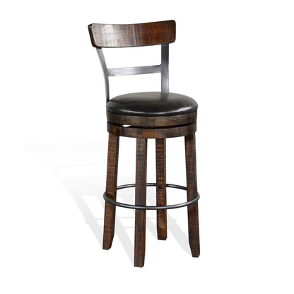 Sunny Designs Homestead - Bar Bartool With Back & Swivel, Cushion Seat (Set of 2) - Tobacco Leaf - 1624TL2-B30