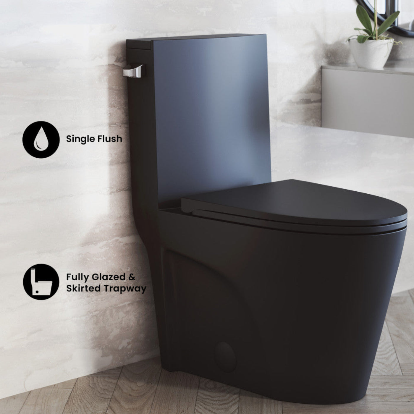 Swiss Madison St. Tropez One-Piece 10" Rough-in 1.28 GPF Left Flush Elongated Toilet in Matte Black - SM-1T273MB