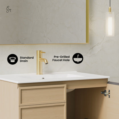 Swiss Madison St. Tropez 30" Wall-Mounted Bathroom Vanity in Natural Oak with Sink Top - SM-BV0825NO