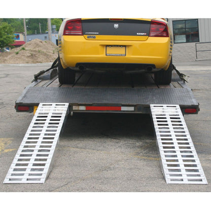 Adam Equipment 7' 10" L X 15" W Aluminum Car Trailer Ramps, Plate End, Knife Foot - 5,000 lb. Per Axle