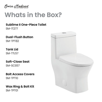 Swiss Madison Sublime II One-Piece 10" Rough-in 1.1/1.6 GPF Dual Top Flush Round Compact Toilet in Glossy White (6 - Pack) - SM-1T277-6