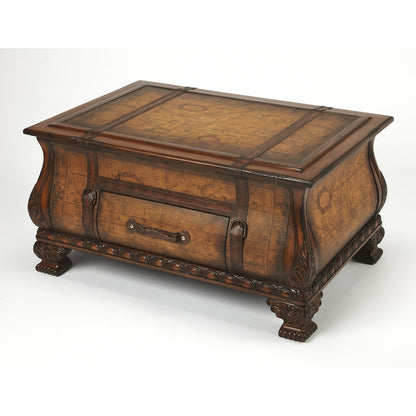 Butler Specialty Company Vasco Bombe Old World Map Trunk Table, Light Brown  - 553070