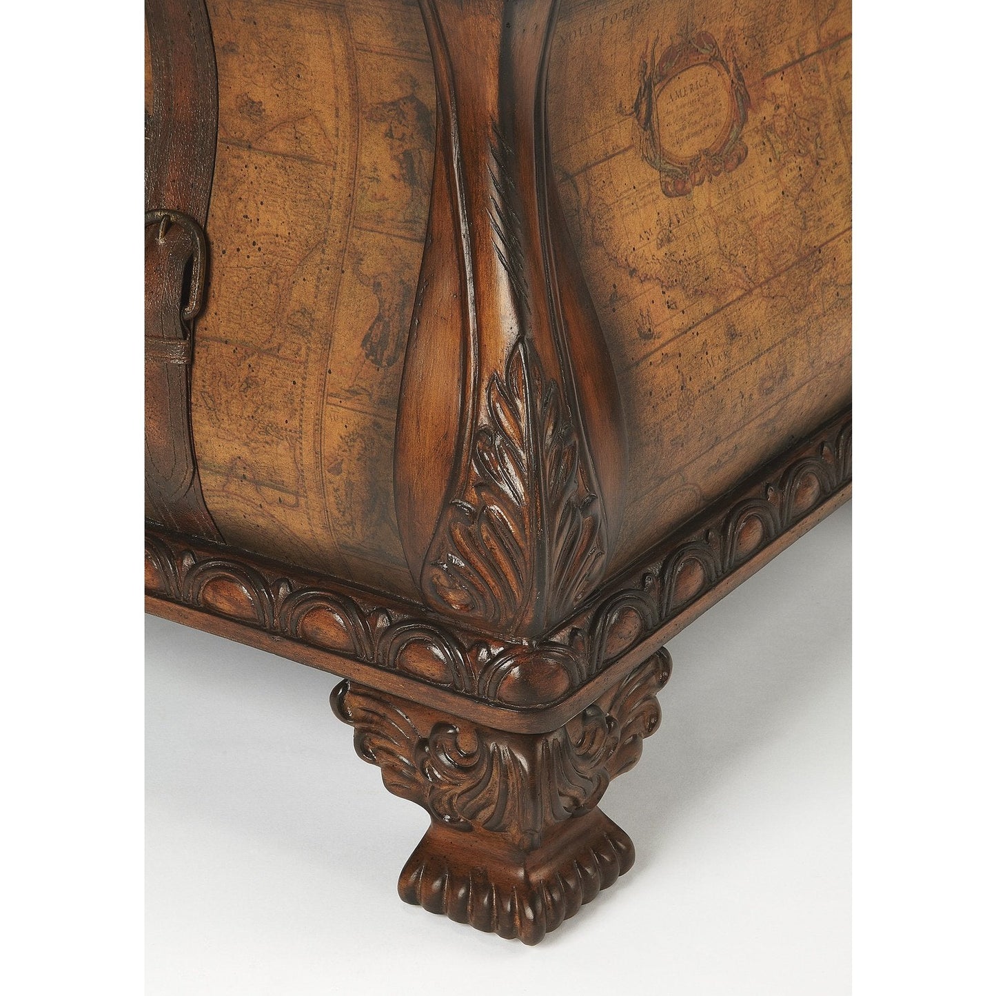 Butler Specialty Company Vasco Bombe Old World Map Trunk Table, Light Brown  - 553070