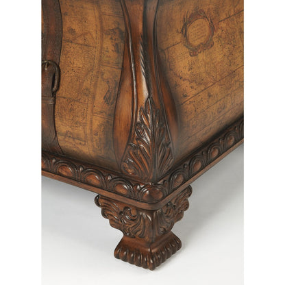 Butler Specialty Company Vasco Bombe Old World Map Trunk Table, Light Brown  - 553070