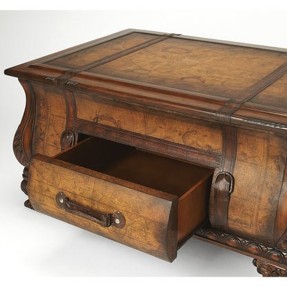 Butler Specialty Company Vasco Bombe Old World Map Trunk Table, Light Brown  - 553070