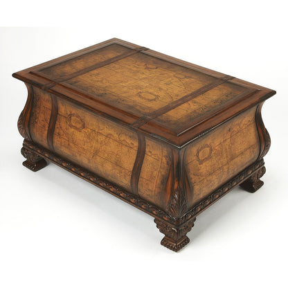 Butler Specialty Company Vasco Bombe Old World Map Trunk Table, Light Brown  - 553070