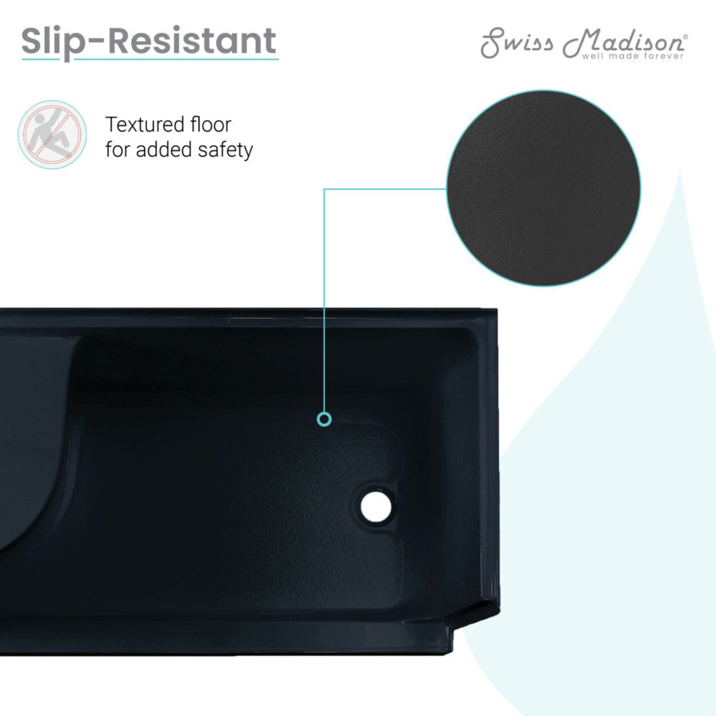 Swiss Madison Aquatique 60" x 32" Right Drain, Shower Base in Matte Black - SM-SB538MB