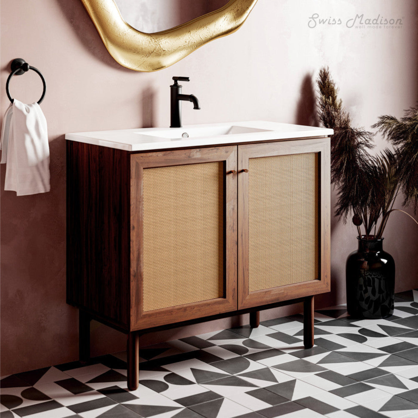 Swiss Madison Classe 36" Freestanding Bathroom Vanity in Brown Oak with Sink Top - SM-BV663WN