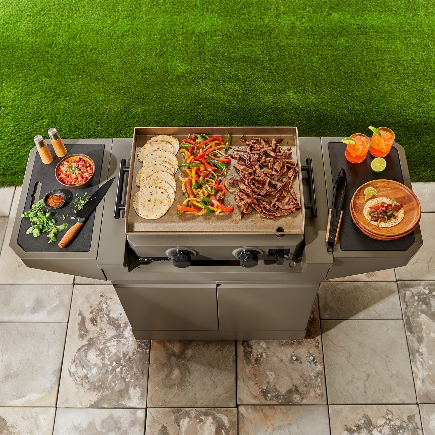 TYTUS Emberwood Gas Griddle with Grill and Prep Cart - TDT-CRT-GGRD