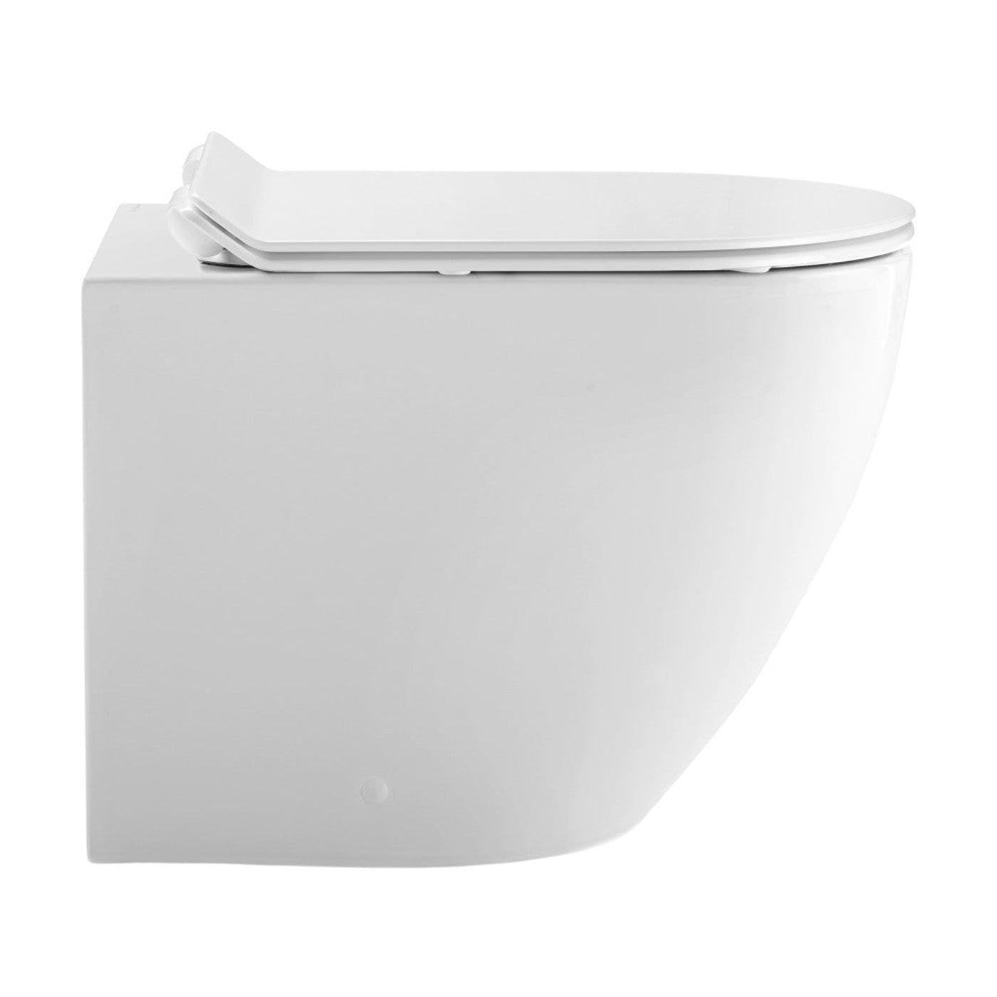 Swiss Madison St. Tropez Back-to-Wall Toilet Bundle 0.8/1.6 GPF Dual Flush in Glossy White with Black Flush Plate - SM-WT0804GW