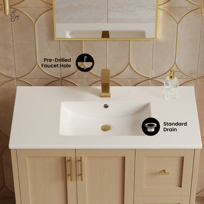 Swiss Madison Forme 36" Modular Freestanding Bathroom Vanity with Sink Top in Natural Oak - SM-BV10101NO-W1