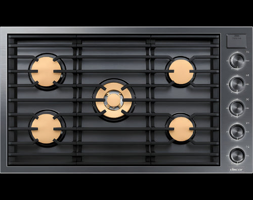 DACOR 36" Gas Cooktop, Graphite Stainless Steel, Natural Gas - DTG36M955FM-KT