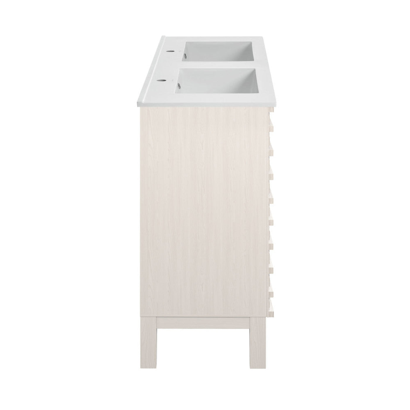 Swiss Madison Cascade 48" Freestanding Bathroom Vanity in White Oak with Double Basin Sink Top - SM-BV8636WO