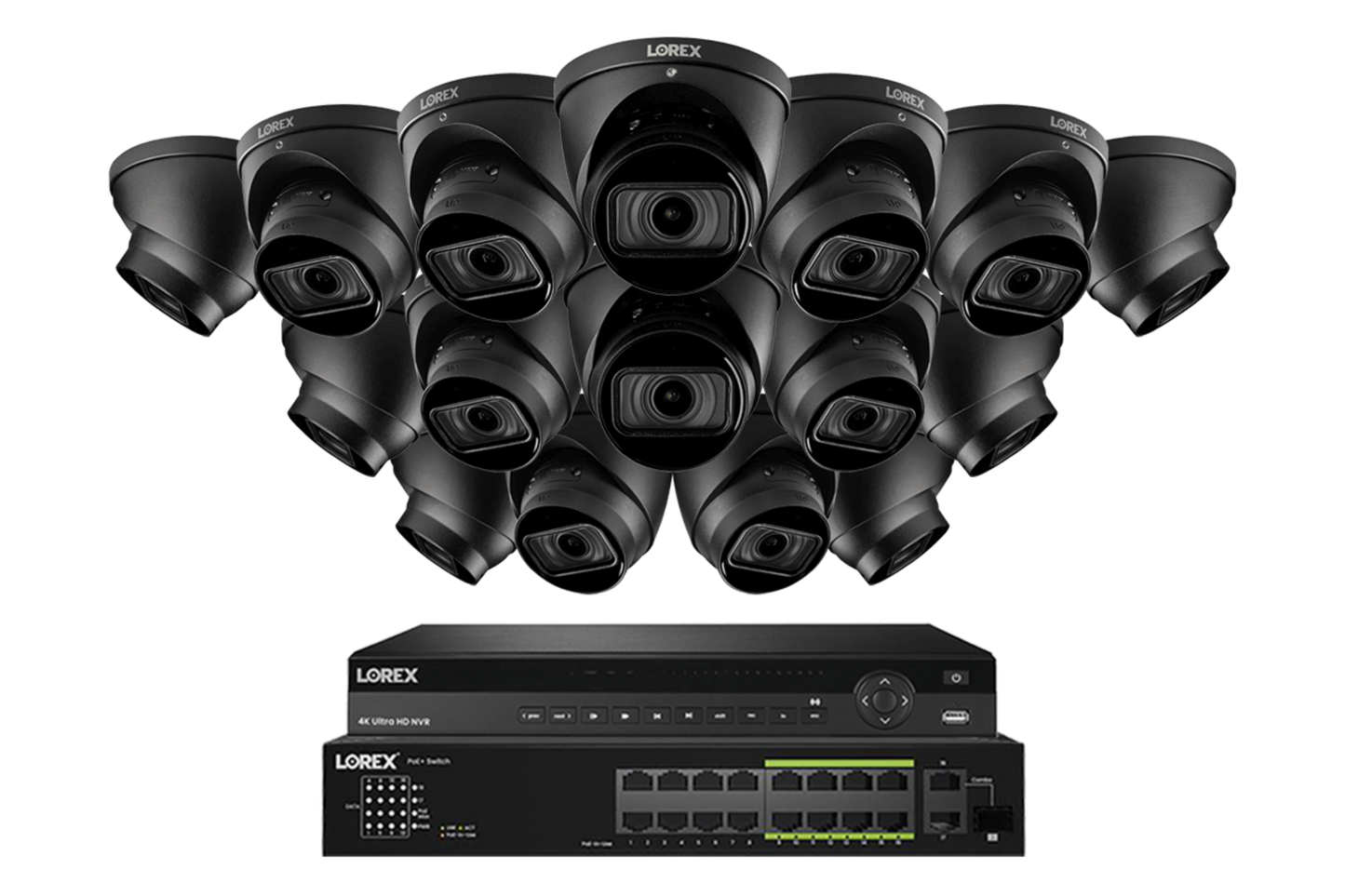 Lorex 4K (32 Camera Capable) 6TB Wired NVR System with Nocturnal 3 Smart IP Turret Cameras Featuring Motorized Varifocal Lens and 30FPS Recording - NP4K6MV-3216BD
