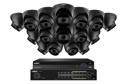 Lorex 4K (32 Camera Capable) 6TB Wired NVR System with Nocturnal 3 Smart IP Turret Cameras Featuring Motorized Varifocal Lens and 30FPS Recording - NP4K6MV-3216BD