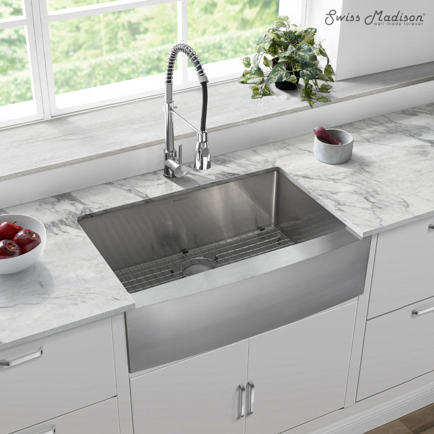 Swiss Madison Tourner 30 x 21 Stainless Steel, Single Basin, Farmhouse Kitchen Sink with Apron - SM-KS760