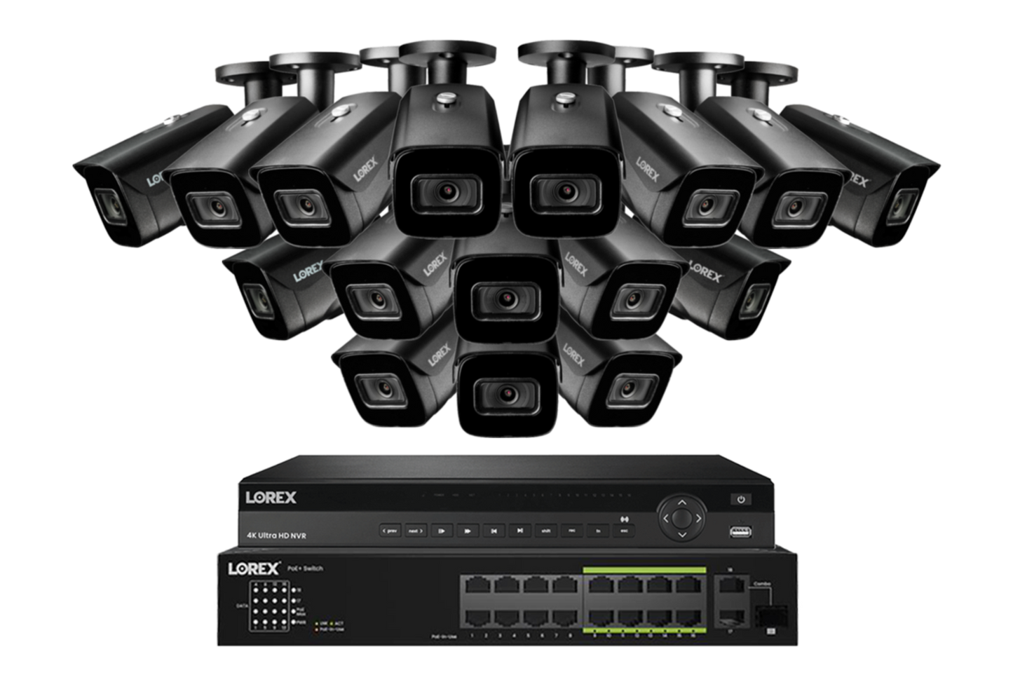 Lorex 4K (32 Camera Capable) 6TB Wired NVR System with Nocturnal 3 Smart IP Bullet Cameras Featuring Listen-In Audio and 30FPS Recording - NP4K6F-3216BB