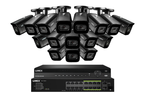 Lorex 4K (32 Camera Capable) 6TB Wired NVR System with Nocturnal 3 Smart IP Bullet Cameras Featuring Listen-In Audio and 30FPS Recording - NP4K6F-3216BB