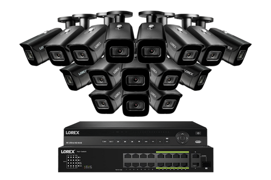 Lorex 4K (32 Camera Capable) 6TB Wired NVR System with Nocturnal 3 Smart IP Bullet Cameras Featuring Listen-In Audio and 30FPS Recording - NP4K6F-3216BB