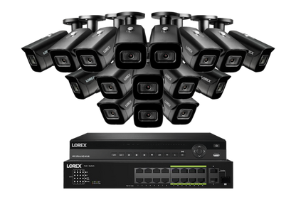Lorex 4K (32 Camera Capable) 6TB Wired NVR System with Nocturnal 3 Smart IP Bullet Cameras Featuring Listen-In Audio and 30FPS Recording - NP4K6F-3216BB