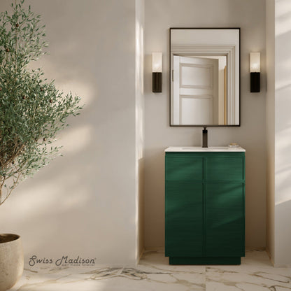 Swiss Madison St. Tropez 24" Freestanding Bathroom Vanity in Green Oak with Sink Top - SM-BV0801GA
