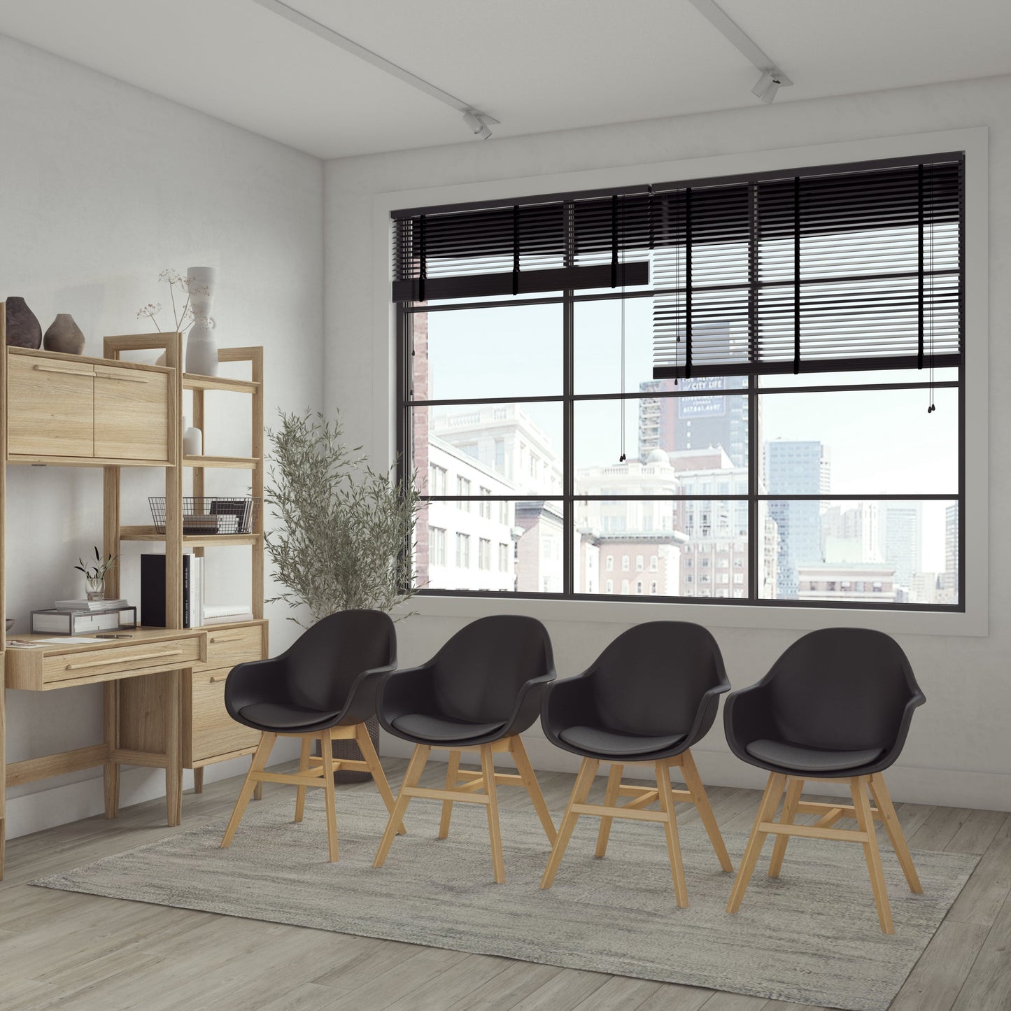 Midtown Concept Arm Indoor Dining Chair - 4PC - SC CON_ARM PAR WHT