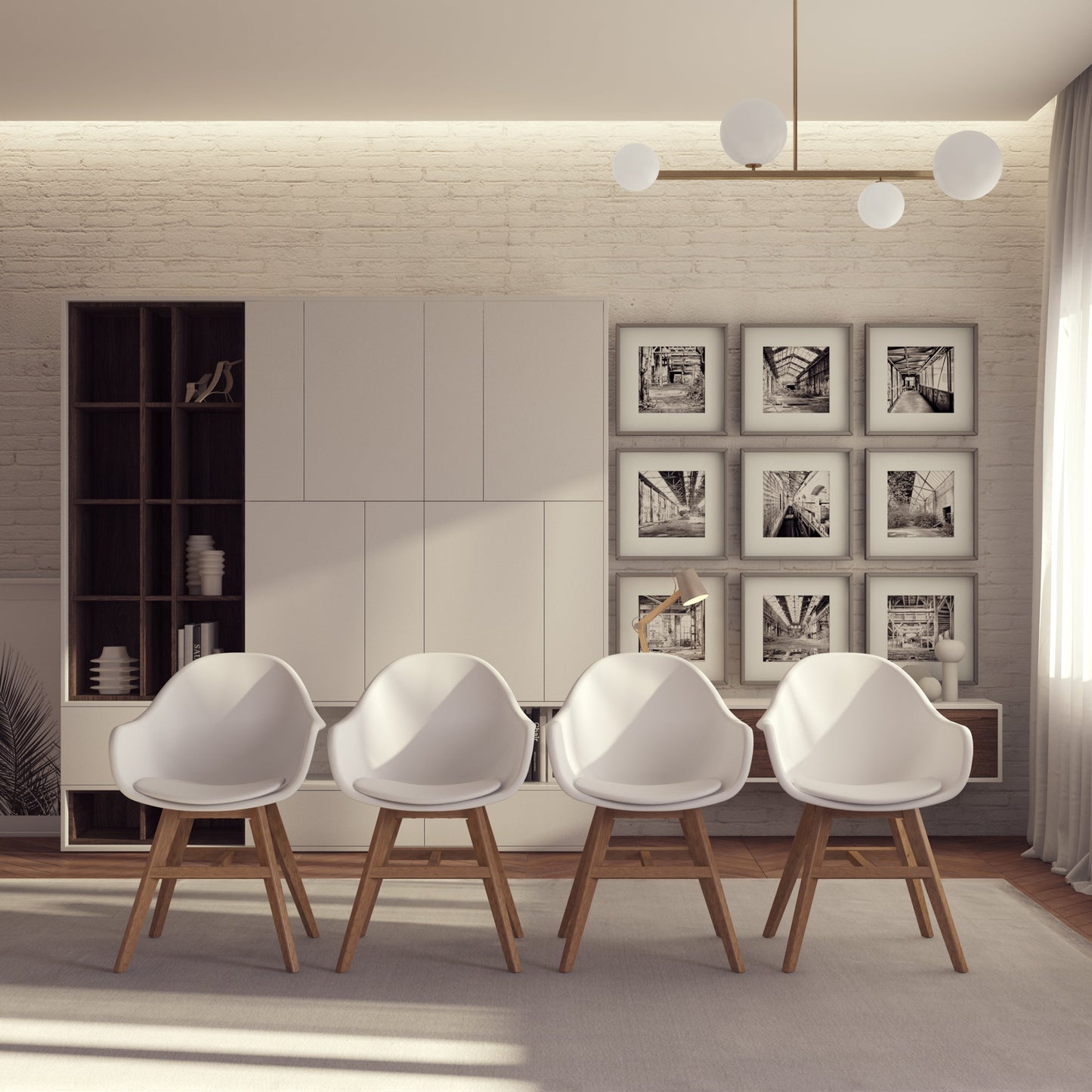Midtown Concept Arm Indoor Dining Chair - 4PC - SC CON_ARM PAR WHT