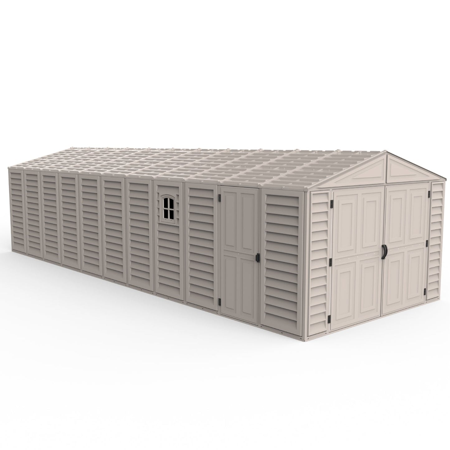 Adam Equipment 10.5x31 ft Vinyl Garage, Vinyl Storage Shed with Foundation, 2 Windows & Side Doors - 15626