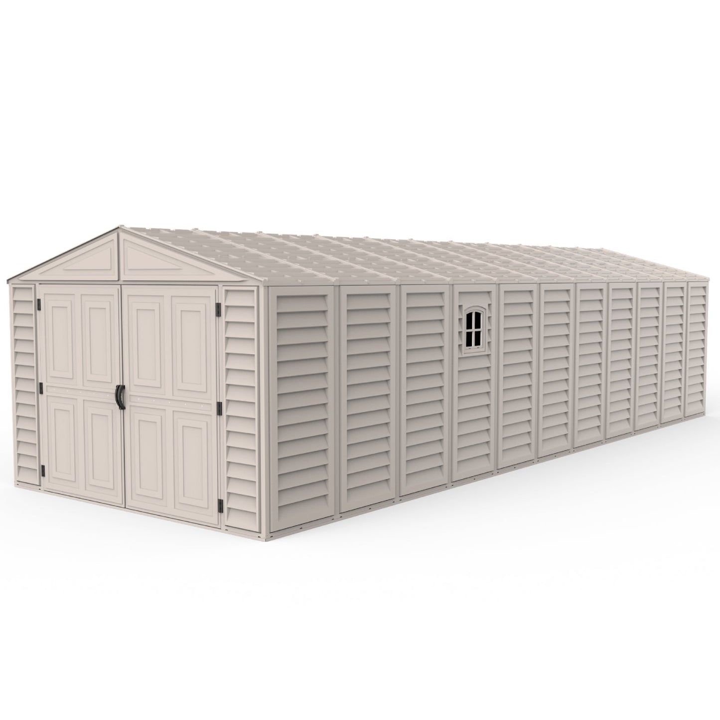 Adam Equipment 10.5x31 ft Vinyl Garage, Vinyl Storage Shed with Foundation, 2 Windows & Side Doors - 15626