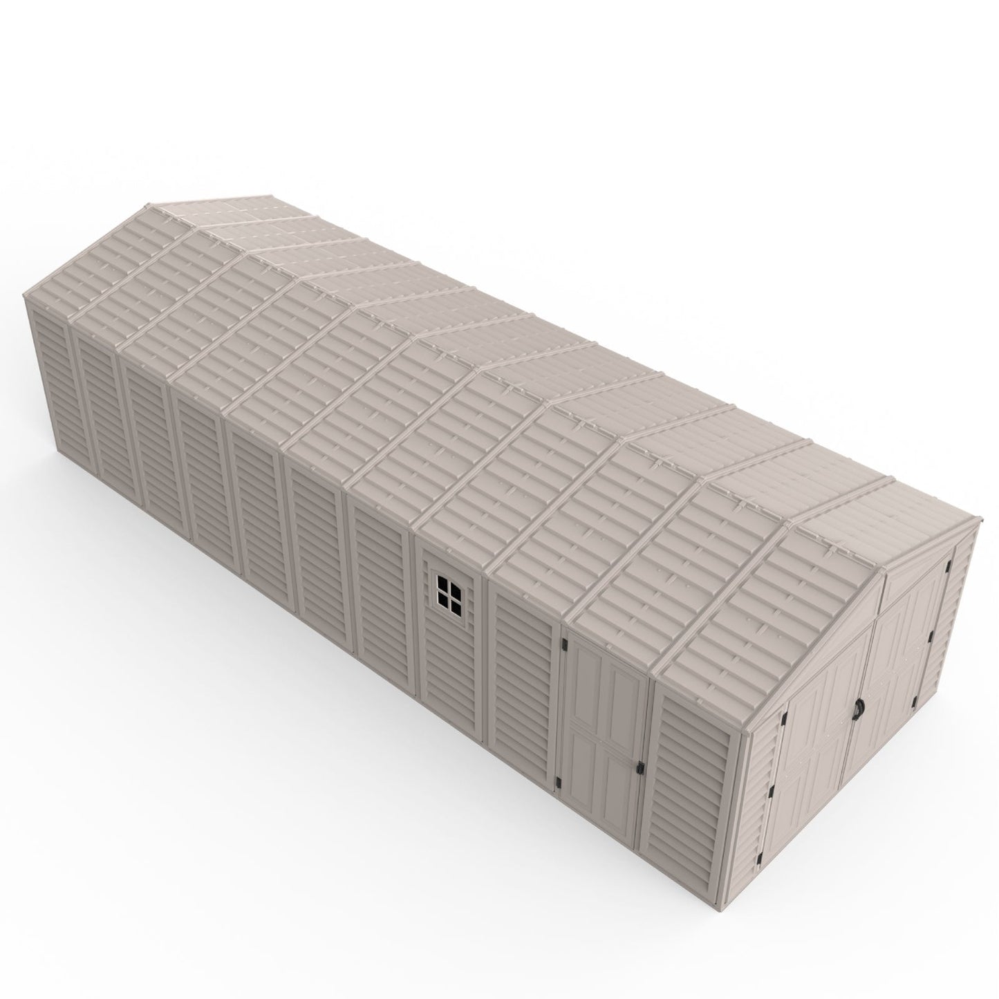 Adam Equipment 10.5x31 ft Vinyl Garage, Vinyl Storage Shed with Foundation, 2 Windows & Side Doors - 15626