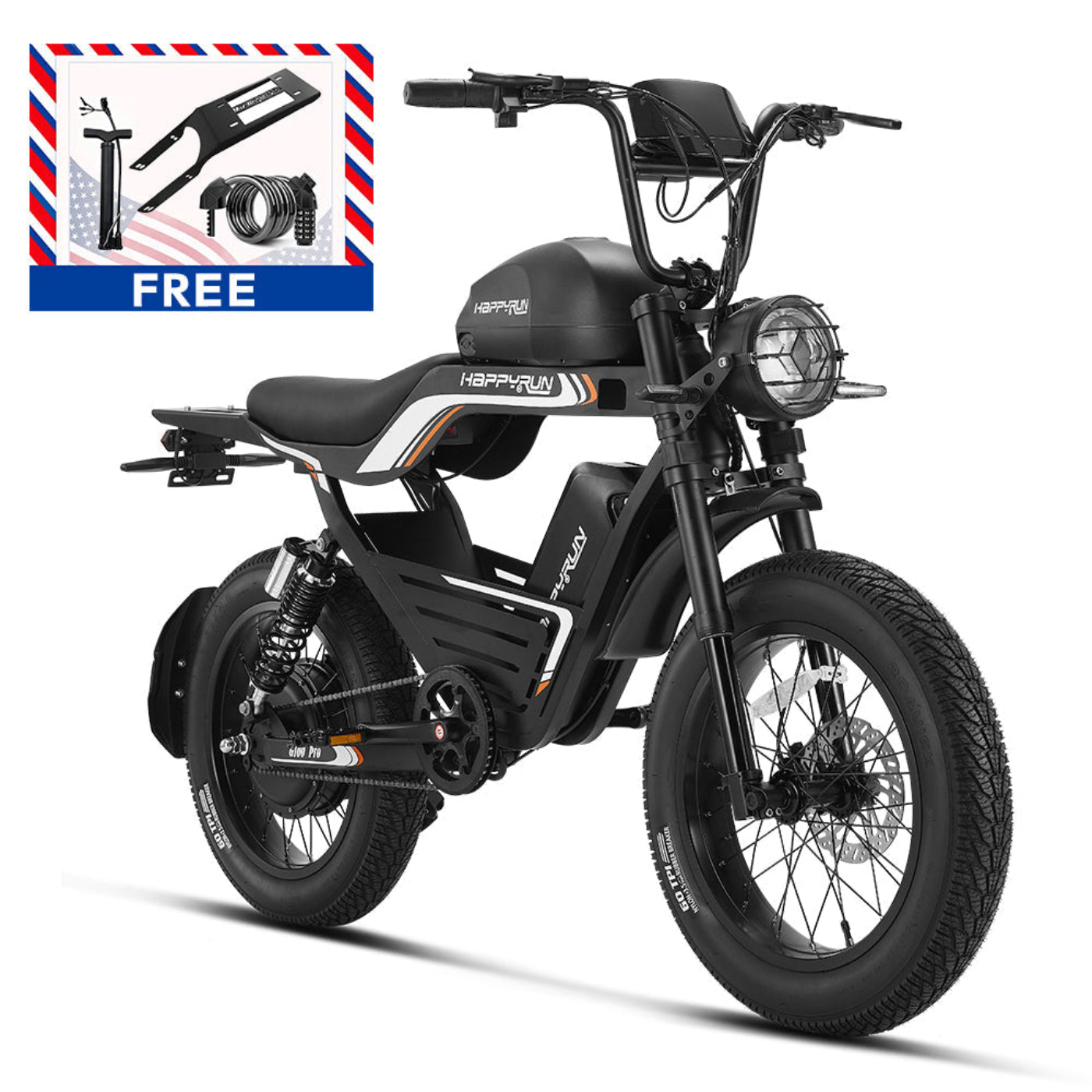 HappyRun G100 Pro 6000W Electric Bike Dual Battery - G100pro-black