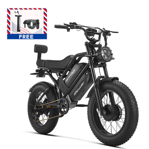 HappyRun G70 Pro Dual-Motor Dual-Battery Electric Cargo Bike - G70Pro-Black-rb