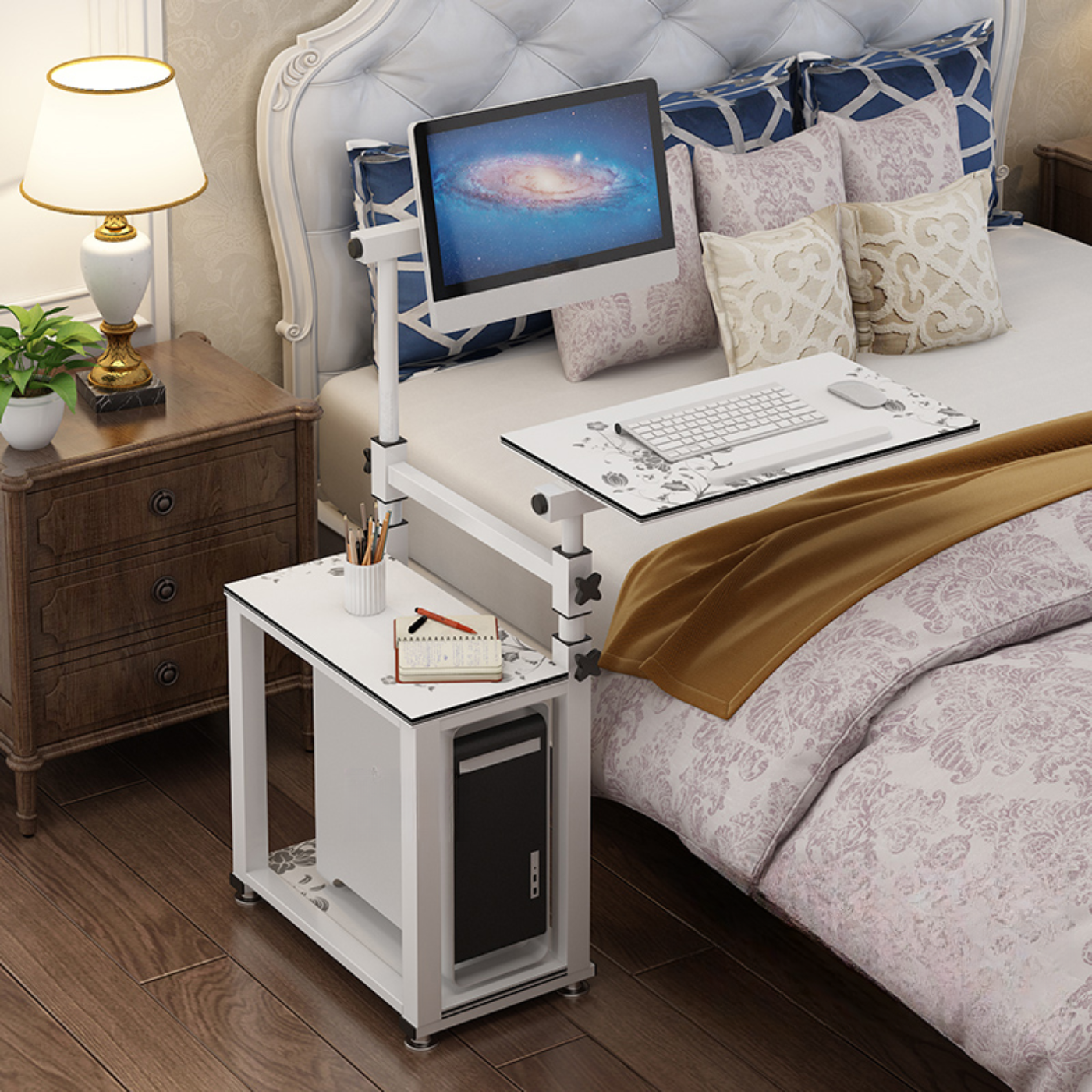 Kinnls WS-66 Mobile Standing Computer Workstation with Adjustable Monitor & Keyboard Tray