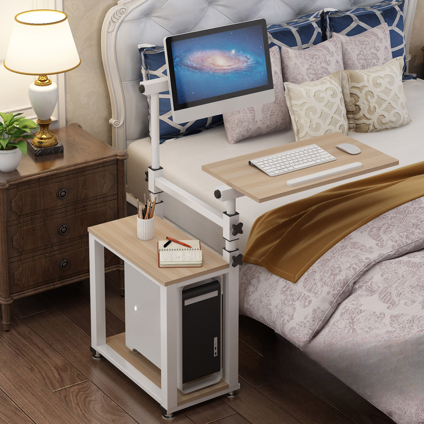 Kinnls WS-66 Mobile Standing Computer Workstation with Adjustable Monitor & Keyboard Tray