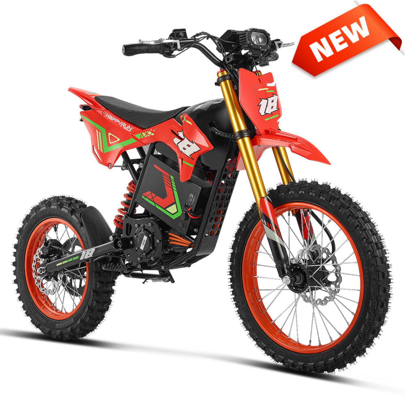 HappyRun F18 Electric Dirt Bike with Mid-Drive for Teens & Adults - F18-red